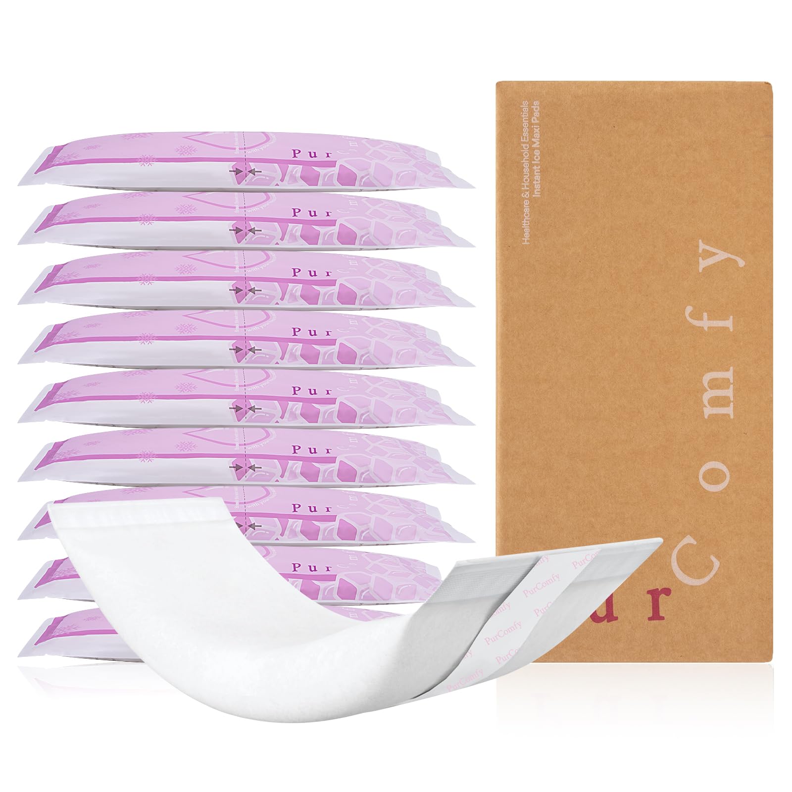 Photo 1 of *10/11/2028* PurComfy 2-in-1 Postpartum Pads, Absorbent Instant Perineal Ice Pads for Women with Mom Pain Relief and Postpartum Recovery Care, 10 Count