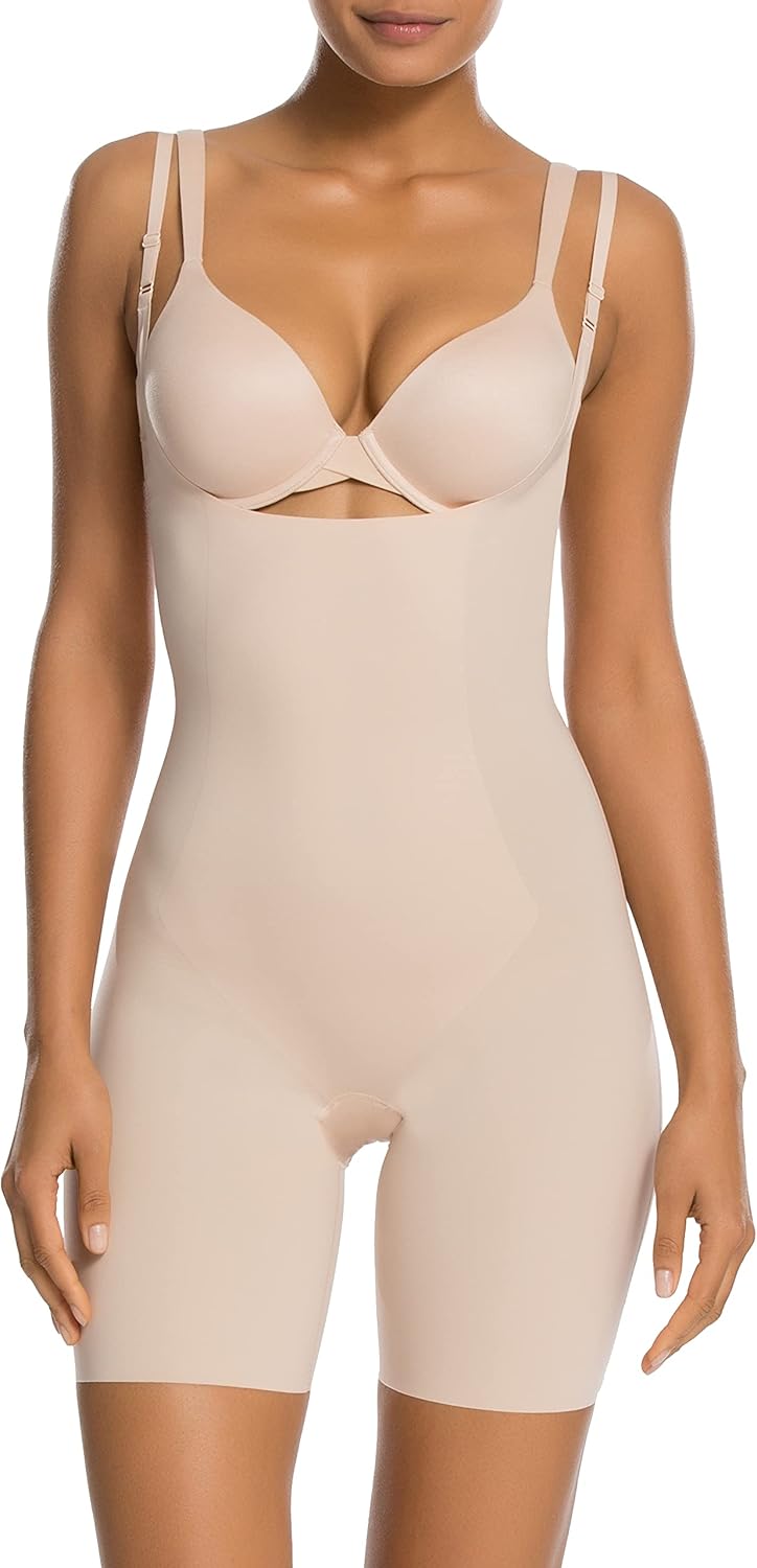 SPANX Shapewear for Women Lightweight Layer Open-Bust Mid-Thigh Bodysuit at  Women’s Clothing store