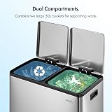 VonHaus 60L Double Kitchen Bin Stainless Steel Two Section Recycling Bin view 5