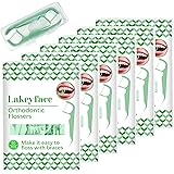 300 Count Orthodontic Flossers for Braces with Floss Dispenser, Braces Flossers for Kids Teeth & Adults, Dental Floss for Bra