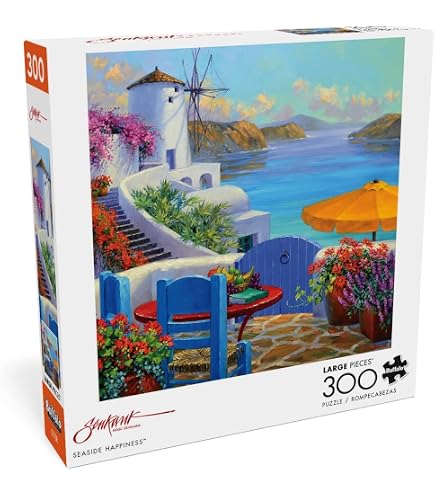 Buffalo Games Rainbow Umbrellas 300-Piece Jigsaw Puzzle – Large Pieces, Bonus Poster, Recycled Materials