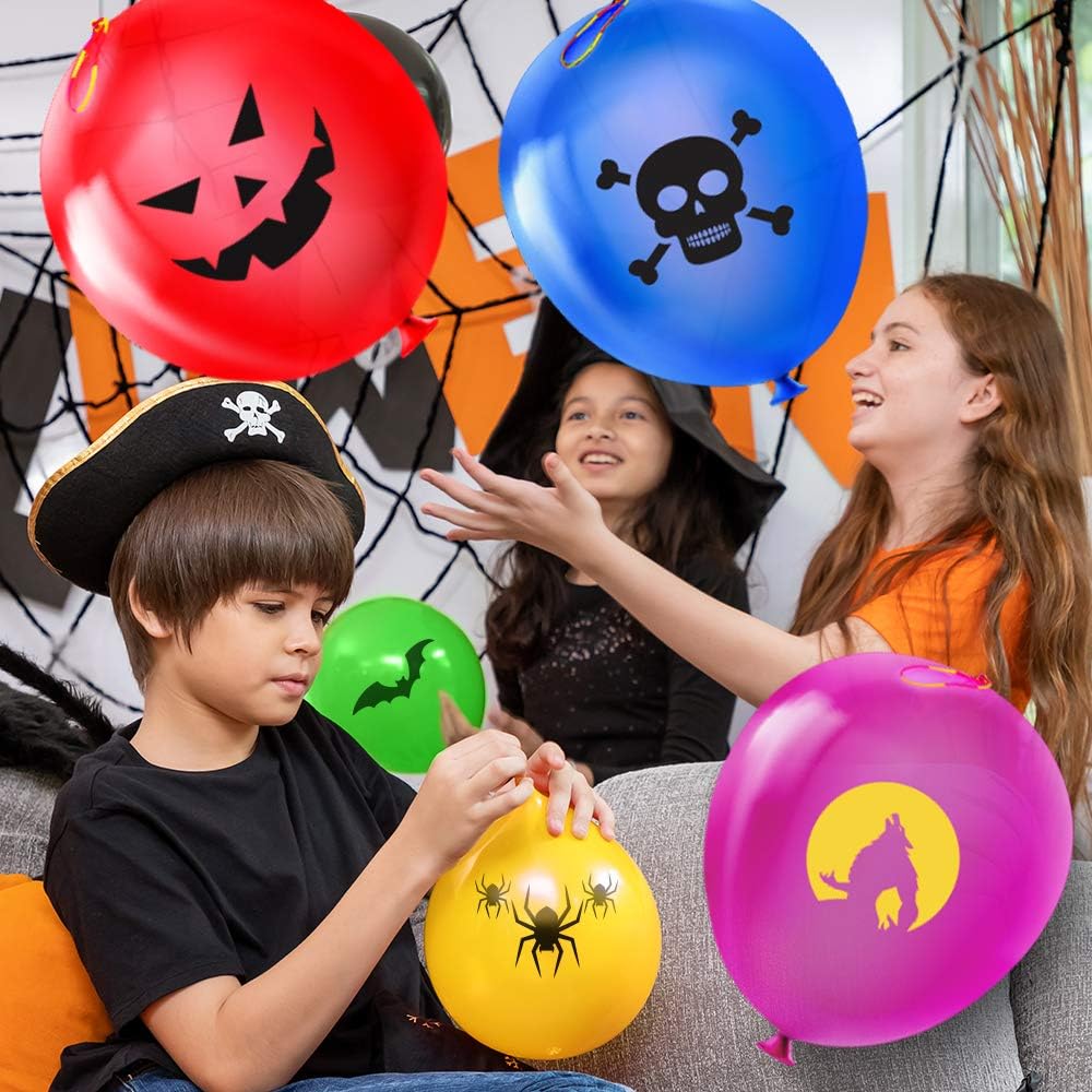 Halloween Decoration Balloons, 36PCS 6 Themes Halloween Balloons Punching Balloon for Halloween Birthday Party Classroom Decoration, Colorful Latex Punch Baloons Kids Game Toy Party Favor Supplies: Toys & Games