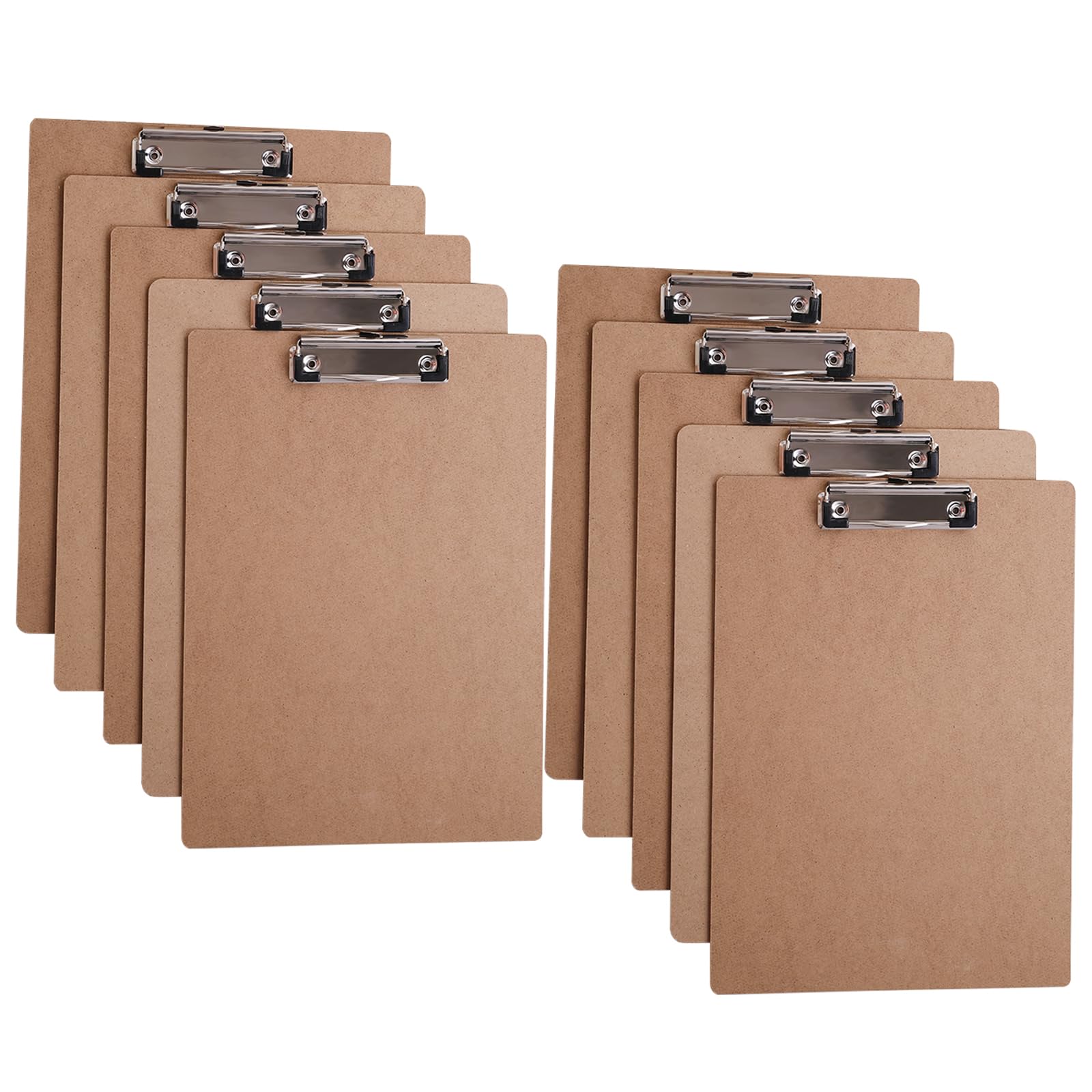 BOMKEE A4 Letter Size Clipboard, Wooden Clipboard Memo File Clip Board Professional Clipboards Durable Hardboard with Hanging Hole for Office Work Classroom Business Restaurant (Pack of 10)