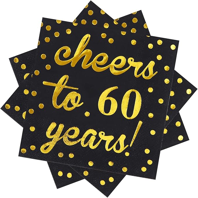 Elcoho 60 Pack Cocktail Napkins 60th Birthday Decorations