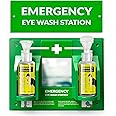 MAASTERS BPA Free Portable Eye Wash Station OSHA Approved - Wall-Mounted First Aid Eye Wash Kit w/Mirror & 2X 16oz Empty Bottles - No Eye Wash Solution Included - Emergency Eyewash - Set of 2