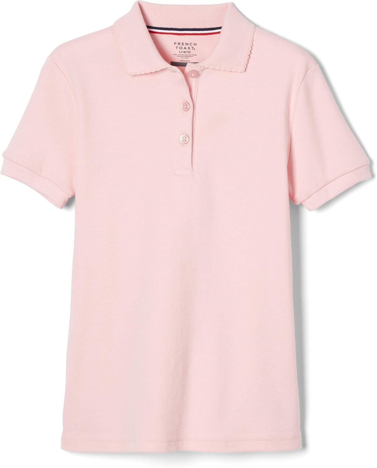 French Toast Girls' Short Sleeve Picot Collar Polo Shirt (Standard & Plus): Clothing