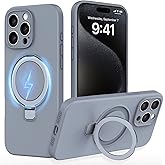 IYH for iPhone 15 Pro Case with Magnetic Invisible Stand 6.1''[Compatible with Magsafe][16FT Military Protection] Liquid Silicone Cases, Gray