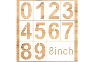 Priaora 8 Inch Large Number Stencils Kit 0-9 Address Number Stencil Set Reusable Plastic Number for Road Parking Lot Door for