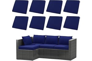 U'Artlines 8Pcs Stretch Patio Cushion Covers Replacement, Waterproof Elastic Outdoor Cushion Covers Washable Sofa Cushion Covers Slipcovers for Outdoor Furniture Backyard (Blue, Cover Only)