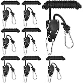HEIHAK 4 Pair 1/4 Inch 8 Feet Long Adjustable Rope Clip Hanger, Grow Light Ratchet Hanger with Reinforced Internal Metal Gears for Hanging, 150lb Bearing Capacity Per