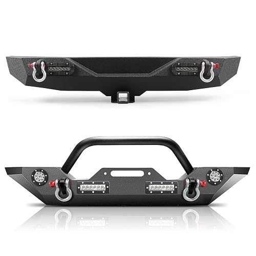 Peforway Front Bumper and Rear Bumper Fit for Jeep Wrangler JK 2007 ...