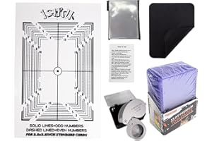 JSTFRU Card Grading Centering Tool Set,Card Grading Kit,Includes One Card Centering Tool,One 40x Magnifying Tool with Led Light,100 Pack Soft Sleeves,25 pack Card Holders,Soft Cloth,Gloves