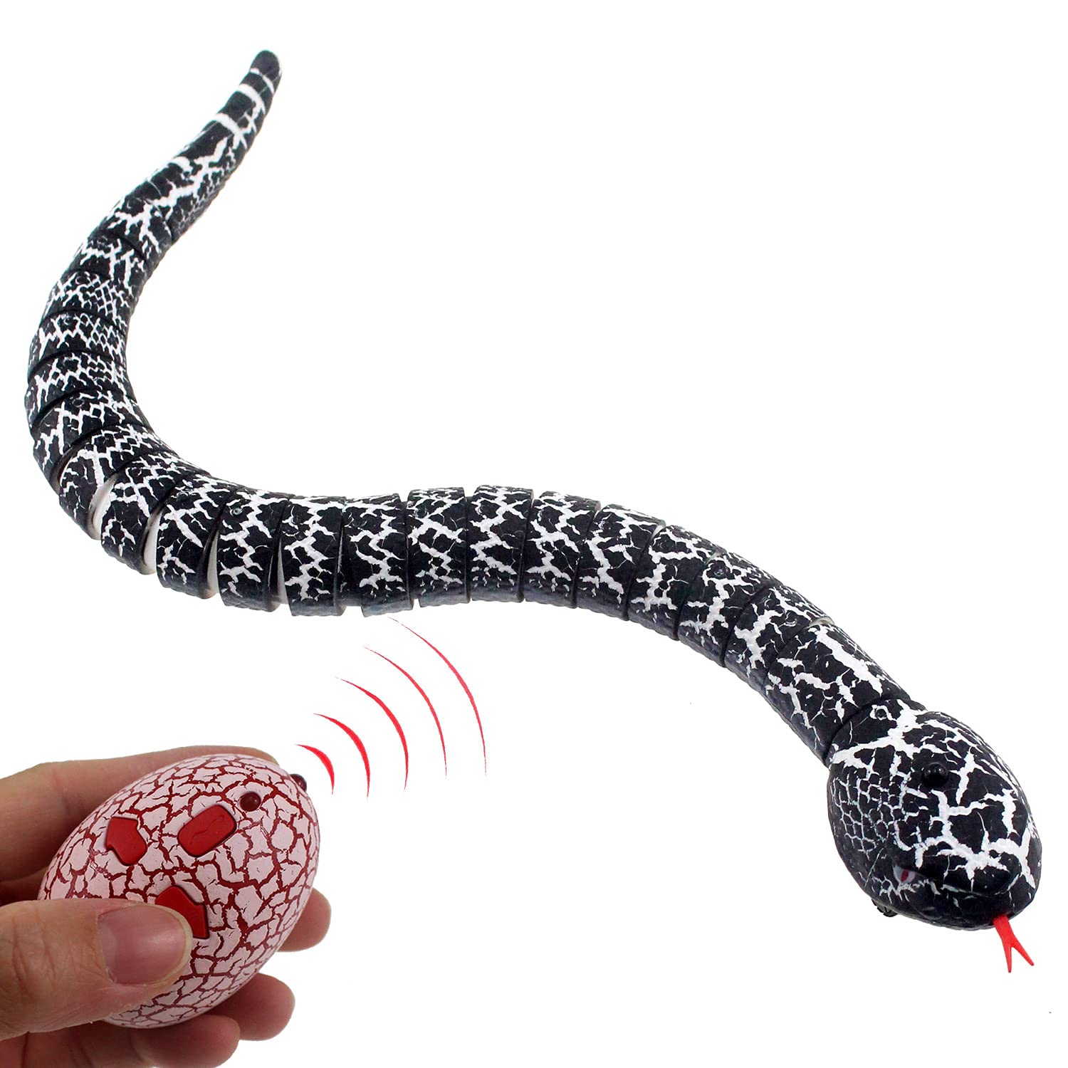 Escomdp RC Snake Infrared Remote Control Animal Car Vehicle Electric Electronic Kids Prank Scary Toy Realistic for Birthday Halloween Christmas (Black)