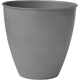 Bloem Arbor 6" Indoor Metal Cachepot, Powder-Coated, Charcoal | Elegant brushed texture, powder-coated finish, and cushioned bottom pads for surface protection.