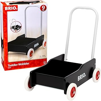 Brio Chariot De Marche Noir En Bois Fsc Avec Roues En Caoutchouc Antiderapantes Fonction Frein Jouet Pour Enfant A Partir De 9 Mois Amazon Fr Jeux Et Jouets