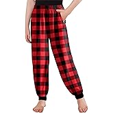 Arshiner Girls Pajama Pants Kids Plaid Pj Pants Comfy Lounge Sleepwear Bottoms with Pockets