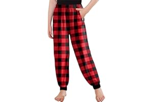 Arshiner Girls Pajama Pants Kids Plaid Pj Pants Comfy Lounge Sleepwear Bottoms with Pockets