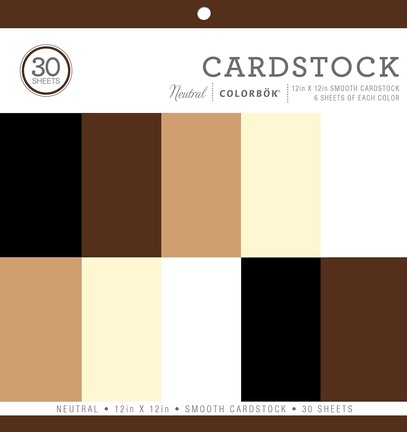 Colorbok 61198B Neutral Smooth Cardstock Paper Pad, 12" x 12"