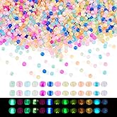 FASHEWELRY 1300Pcs 4mm Glass Seed Beads Glow in The Dark 6/0 Rondelle Frosted Embroider Beads Mini Loose Bead Spacers Bulk for Bracelet Earring Necklace Jewelry Making Supplies