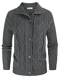 GRACE KARIN Women’s Button Up Collared Cable Knit