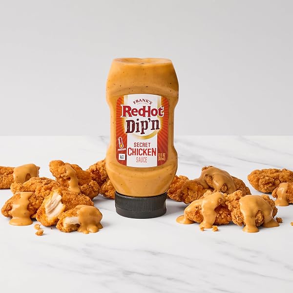FRANK’S REDHOT DIPPING SAUCE, SECRET CHICKEN, CREAMY, TANGY, SMOKY FLAVOR, NO MESS, FOR CHICKEN TENDERS, FRENCH FRIES, SANDWICH SPREAD, AND MORE, 12 FL OZ