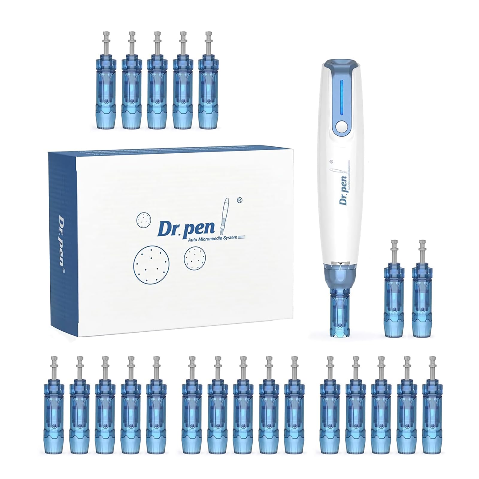 Dr.pen A9, Professional Wireless Microneedling Pen A9 with 12Pcs 12Pin & 10Pcs 36Pin Replacement Cartridges Needles, Electric Microneedling Machine for Skin Tightening Anti-Wrinkle Reduce Acne Scar