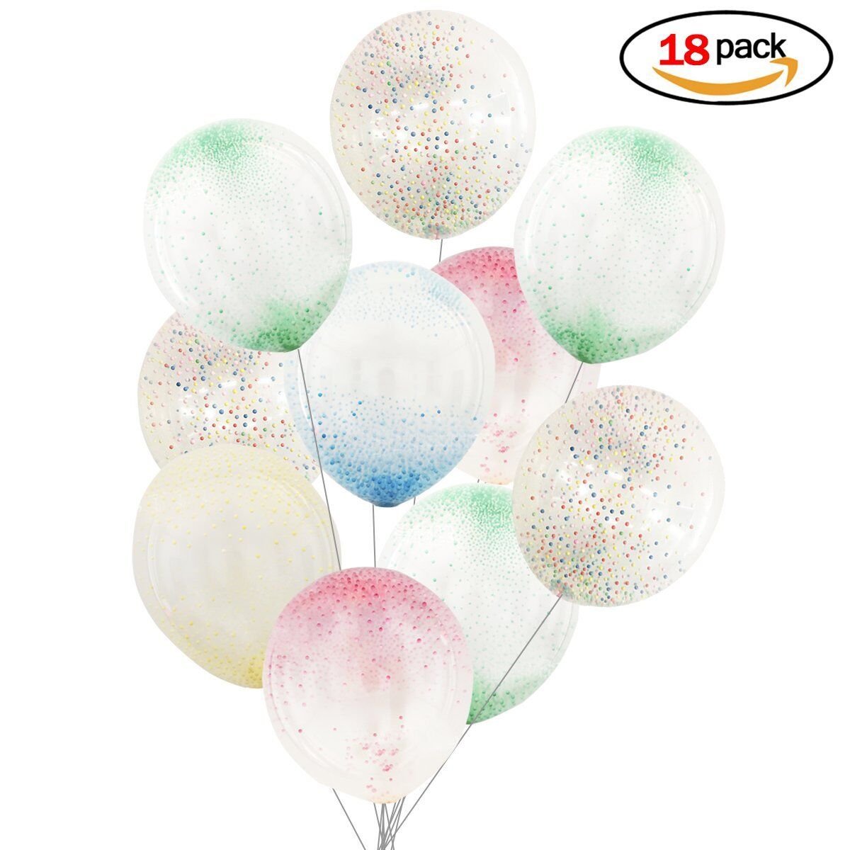 18pcs Ballons Transparent Multicolore Mousse en Latex pour Décoration Noël Fête D\'anniversaire Mariage