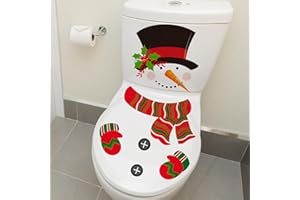 2 Sheets Christmas Toilet Stickers Snowman Stickers Red Cute Toilet Decals Snowman Christmas Home Decoration for Xmas Party H