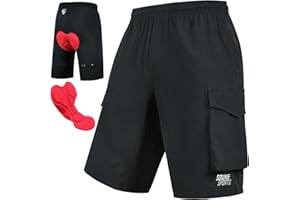 Souke Sports Men's MTB Shorts with 4D Padded Liner - Mountain Bike Cycling Shorts Loose Fit Quick Dry Zipper Pockets