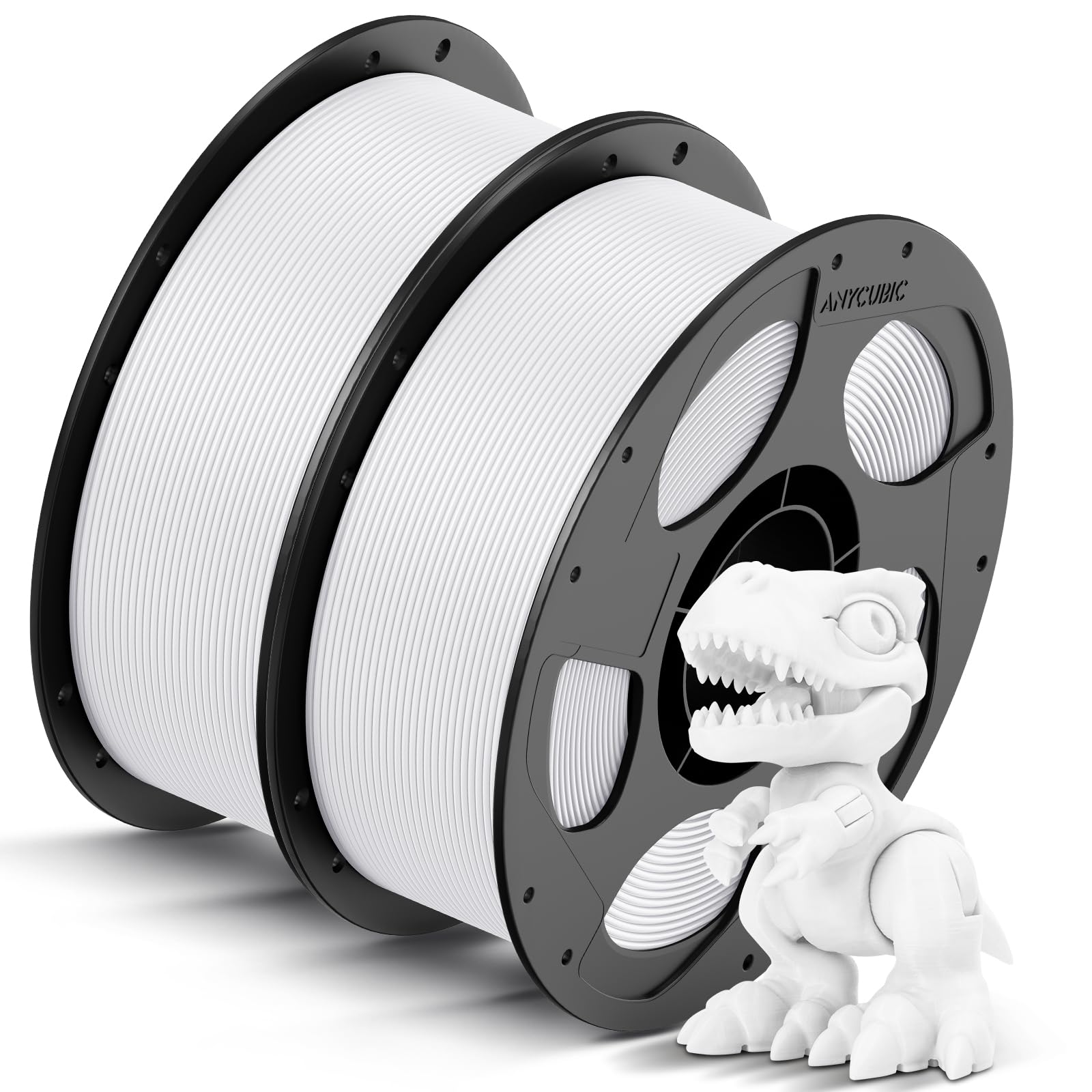 ANYCUBIC High Speed 3D Printer Filament 1.75mm Bundle, Rapid PLA Filament with High Prints Quality, Dimensional Accuracy +/- 0.02mm, Print with Most FDM 3D Printers, 1KG Reusable Spool, 2KG White Image