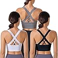 Evercute Sports Bra for Women Padded Medium Support Criss Cross Strappy Bras Seamless High Impact Yoga Exercise Athletic Bras