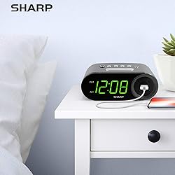 Sharp Digital Easy to Read Alarm Clock with 2 AMP