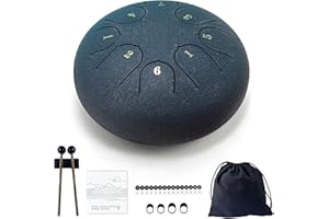 TUOKING Steel Tongue Drum 6 Inch 8 Notes D Major Rain Drum with Carry Bag,Hand pan Drum Mallet and Music Book - Perfect Zen M