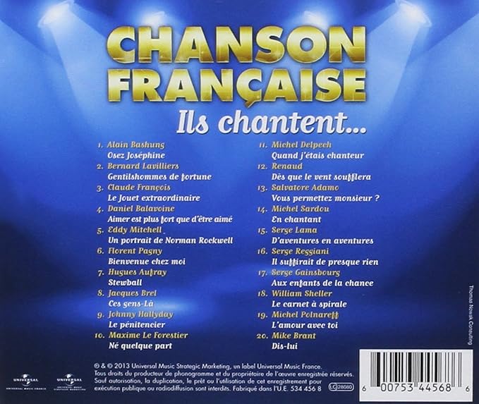 Ils Chantent Chanson Francaise By Alain Bashung Bernard Lavilliers Claude Francois Daniel Balavoine Eddy Mitchell Florent Pagny Hugues Aufray Jacques Brel Johnny Hallyday Maxime Le Forestier Michel Delpech Michel Polnareff Michel