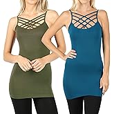 Women & Plus Seamless Triple Criss Cross Front Long Cami Tank Top