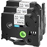 USUPERINK 3 Pack HSe-231 Heat Shrink Tube Label Compatible for Brother Ptouch HSe231 HS-231 0.46'' 11.7mm Black on White Heat Shrink Tube Label Tape for PT-D210 PT-D400 PT-E300 PT-E500