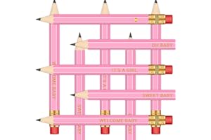 VUSNUD 50 Packs Baby Shower Sharpened Pencils with Erasers, Pre-sharpened Half Pencils for Baby Shower Games, 4 Inches (Pink-Girl-Sweet Baby Welcome Baby)