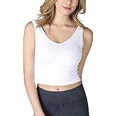 NIKIBIKI Women Seamless V-Neck Ribbed Crop Top, Made in U.S.A, One Size