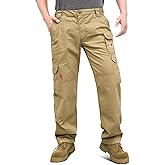 KONRECO FR Pants for Men Cargo Pockets Flame Resistant 7.5oz 100% Cotton Elastic Waist Work Pants