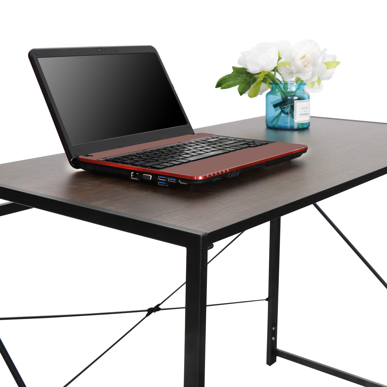 SUPER-DEAL-Folding-Computer-Writing-Desk-Wood-and-Metal-Study-Desk-PC-Laptop-Home-Office-Study-Table-Espresso