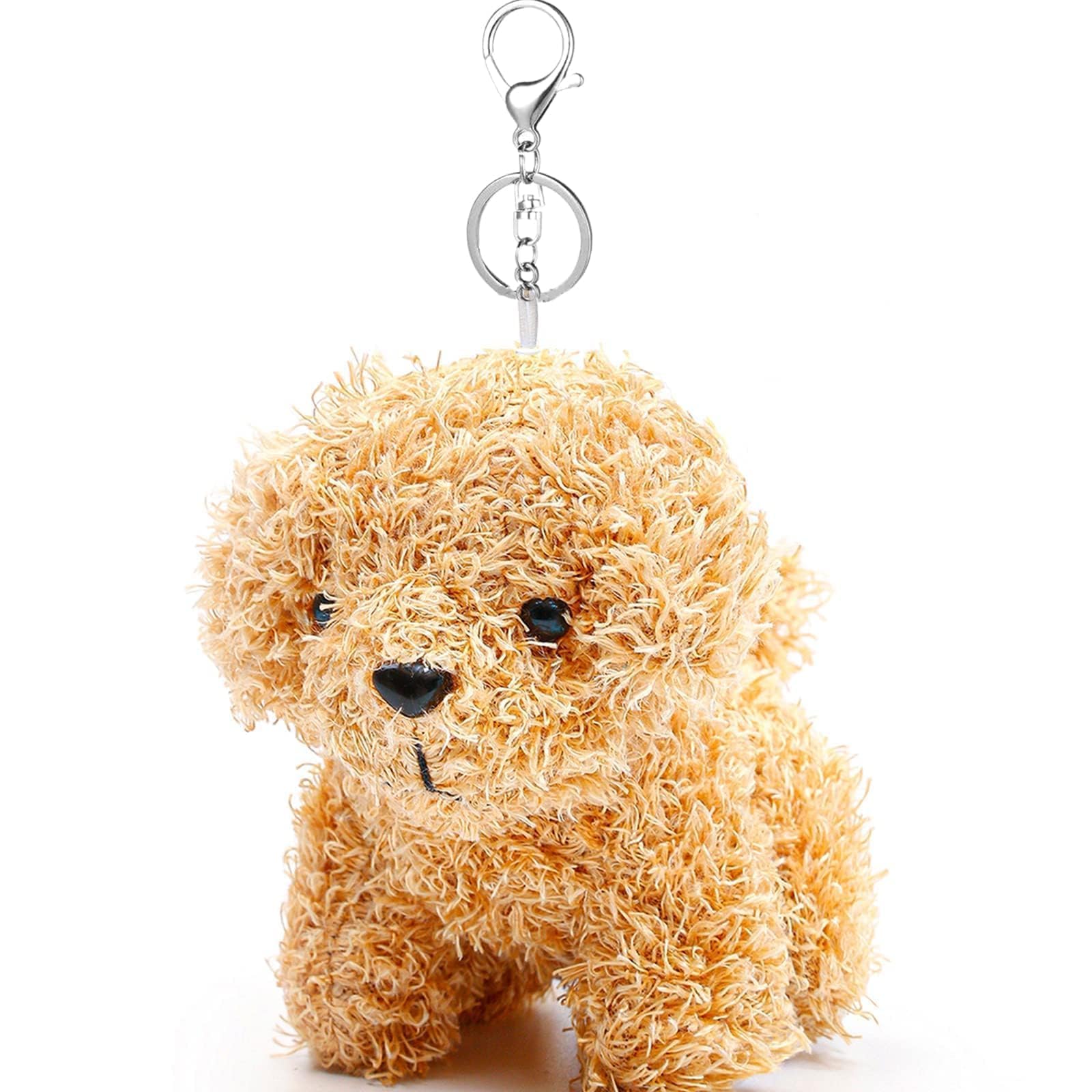 Anboor Small Stuffed Animals 4.8 Inch Cute Puppy Dog Plush Stuffed Animal Doll with Keychain for Birthday Party Favors Gift Goodie Bag Fillers (Light brown)