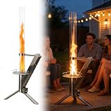 Pellet Heater 50 Inch Patio Heaters for Outdoor Use Stainless Steel Wood Pellet Patio Heater Modern Flame Viewing Experience Pellet Fire Pit for Courtyards, Patios, Camping