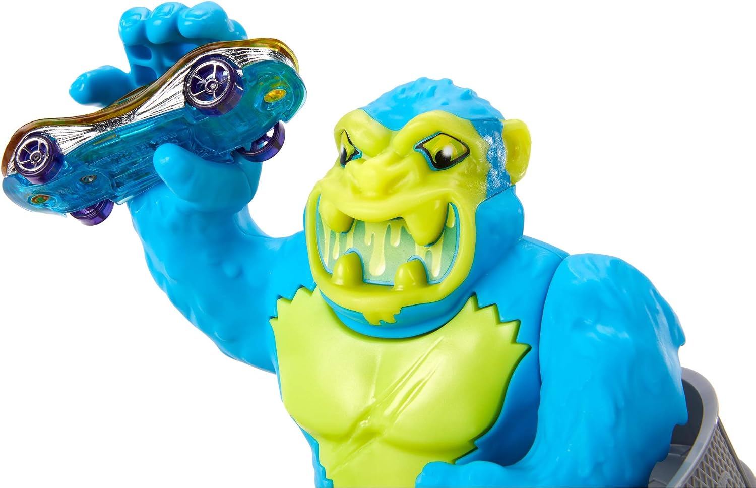 Hot Wheels Toxic Ape Attack Play Set for Kids 4 to 8 Years Old, Launch Included Hot Wheels Car at Moving Purple Ape to Defeat It Before It Knocks Cars Off the Track & Destroys GarAge - Image 4