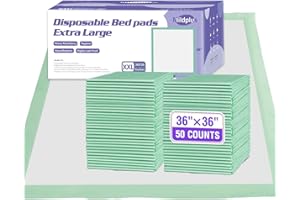 MILDPLUS Disposable Bed Pads 36'' X 36'' Heavy Duty Underpads Extra Large Incontinence Pads for Unisex Adult, Senior, Kids and Pet (50 Count)