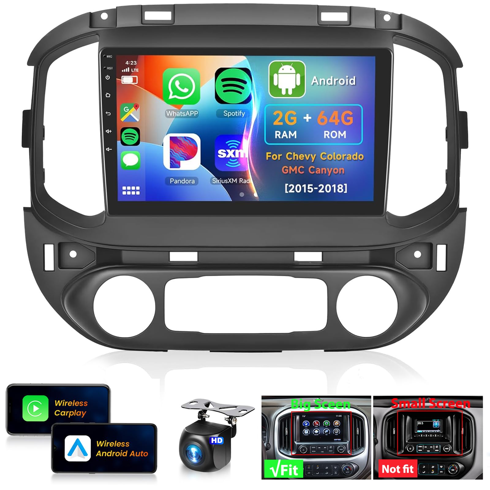 Photo 1 of 9inch 2G 64G Car Radio for Chevy Colorado GMC Canyon 2015-2019 with Wireless Carplay Android Auto MirrorLink,Podofo HD IPS Touch Screen Bluetooth Stereo with GPS WiFi HiFi Audio Backup Camera