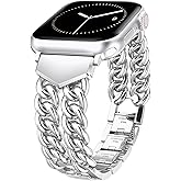 TOYOUTHS Metal Watch Bands for Women Compatible with Apple Watch Bands 42/41/40/38/44/45/46/49mm, Chain Stainless Steel Link Bracelet Pretty Strap for iWatch Series 11 10 9 8 7 6 5 4 Ultra/SE 3 2 1
