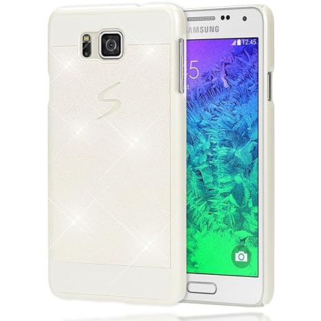 NALIA Handyhülle kompatibel mit Samsung Galaxy Alpha, Glitzer Slim Hard-Case Hülle Back-Cover Schutzhülle, Handy-Tasche Schal