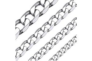 ChainsHouse Chain Cuban Necklace for Men Women, Stainless Steel/Black/14K Gold Plated Curb Link Necklace, 4mm/6mm/9mm/13mm Wi