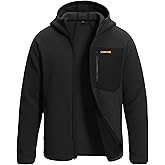 Pioneer Camp Men's Sherpa Fleece Full Zip Up Jacket with Hood Chest Pocket Winter Warm Thick Outwear Coat Hiking Climbing