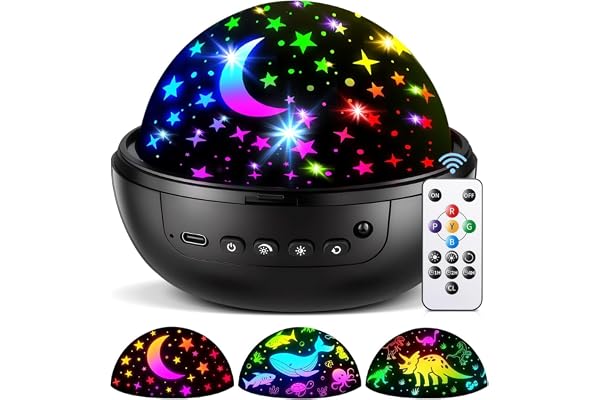 PIKOY Night Light for Kids,93 Lighting+3 Films Star Projector Night Light, Dimmable Remote Star Lights, 360° Sensory Projecto